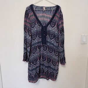 Roxy Floral V-Neck Dress - Blue and Pink